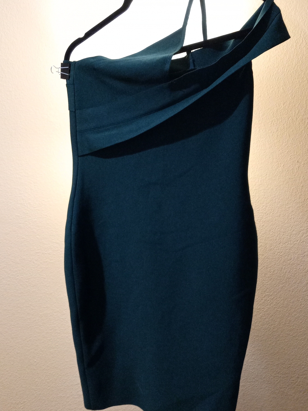 Asymmetrical One-Shoulder Teal Bodycon Dress